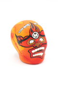 Pallina Antistress a forma di wrestler messicano arancione e rosso