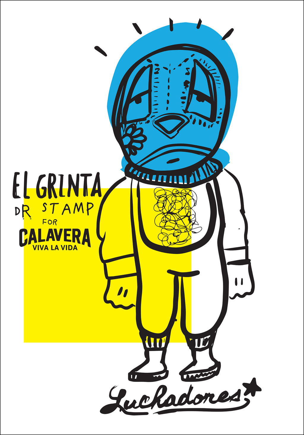 Poster con wrestler messicano ideato e creato da Dr. Stamp 