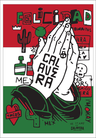 Poster Disegnato A Mano By Dr. Stamp - Messico e Nuvole