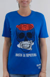 T-shirt con teschio disegnato a mano da Dr Stamp blu da donna