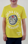 T-shirt gialla con luchadores disegnato a mano da Dr Stamp per bambino 