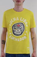 T-shirt artigianale by Dr Stamp gialla con luchadores da uomo 