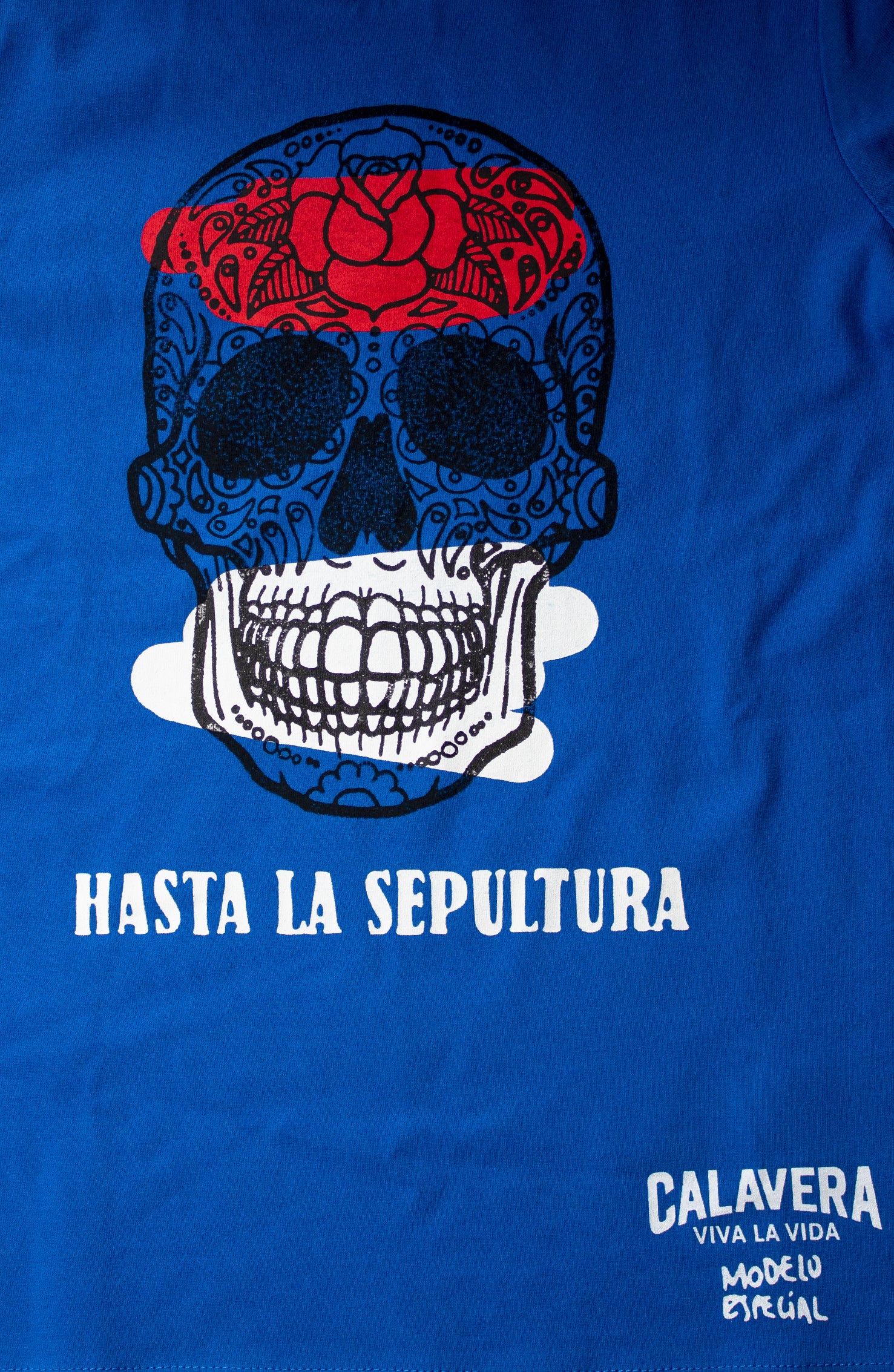 T-shirt con teschio disegnato a mano da Dr Stamp blu da donna