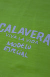 Maglietta artigianale disegnata da Dr Stamp con simboli messicani da uomo verde